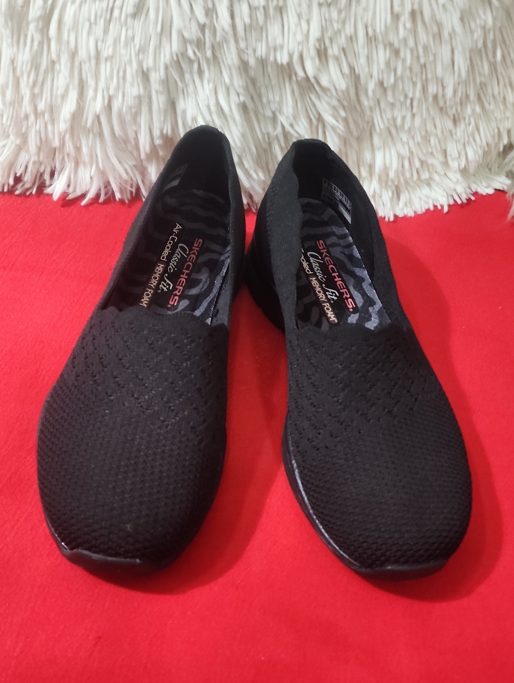Skechers Seager - Stat  Black Slip-On Knit Flats for Women